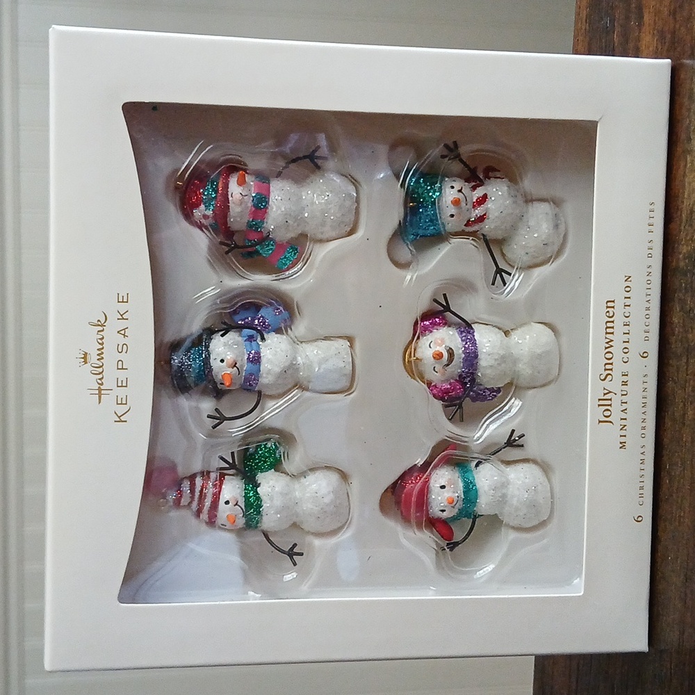 Halmark Keepsake Jolly Snowmen Miniature Collection 6 Christmas Ornament Holiday